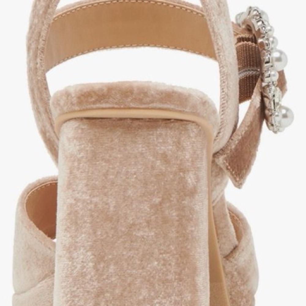 Dolce Vita Velvet Platform Sandals in Tan - Picture 6 of 9